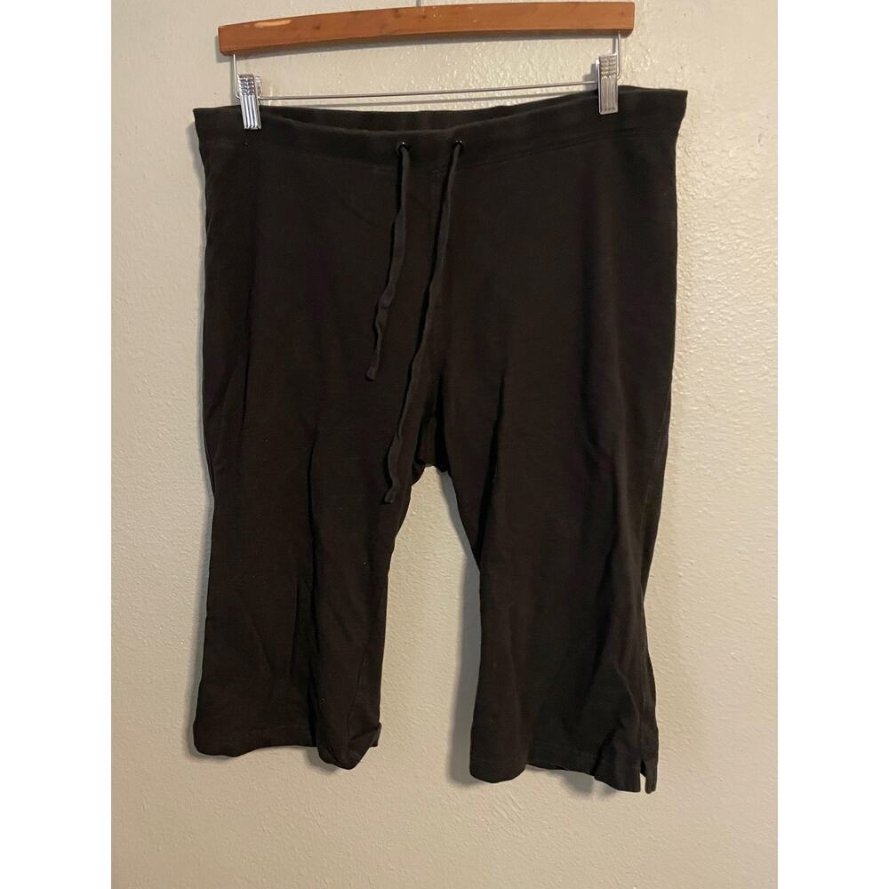Vintage N.Y.L. Pants Womens Petite XL Black Capri Drawstring Athleisure 90s Y2K